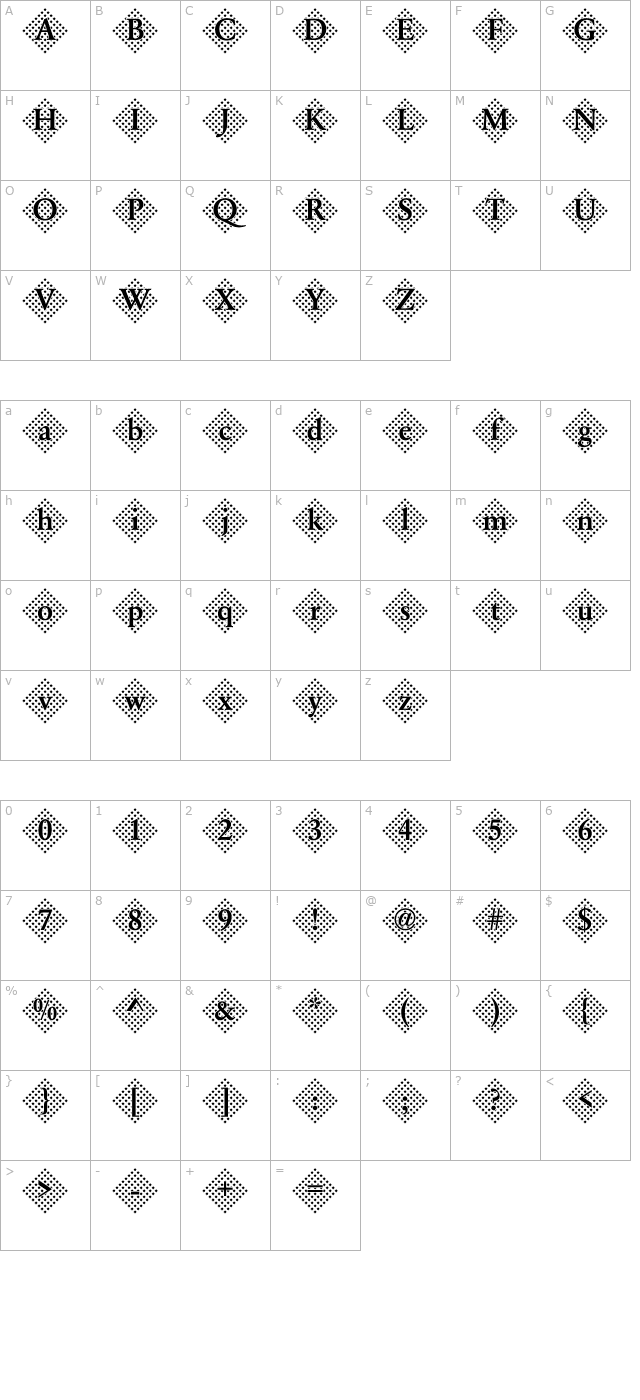 garamond45-becker character map