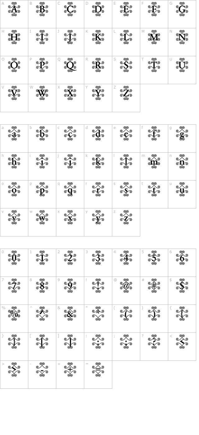 garamond46-becker character map