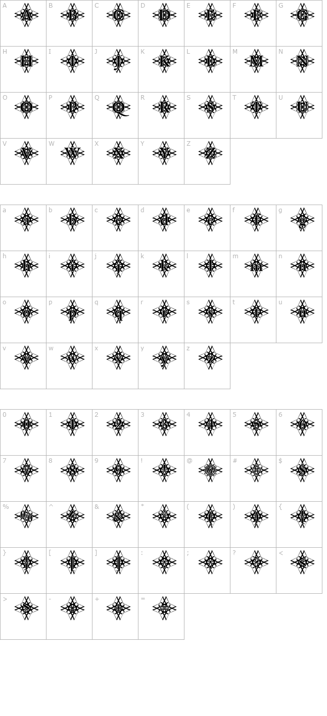 Garamond48 Becker character map