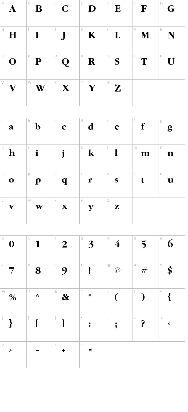 GaramondFLF-Bold character map