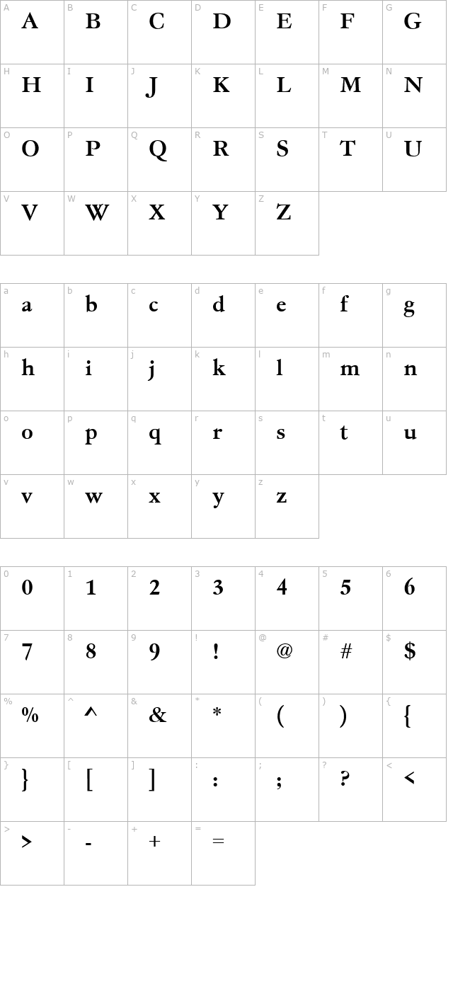 GaramondNo4TEEMed character map