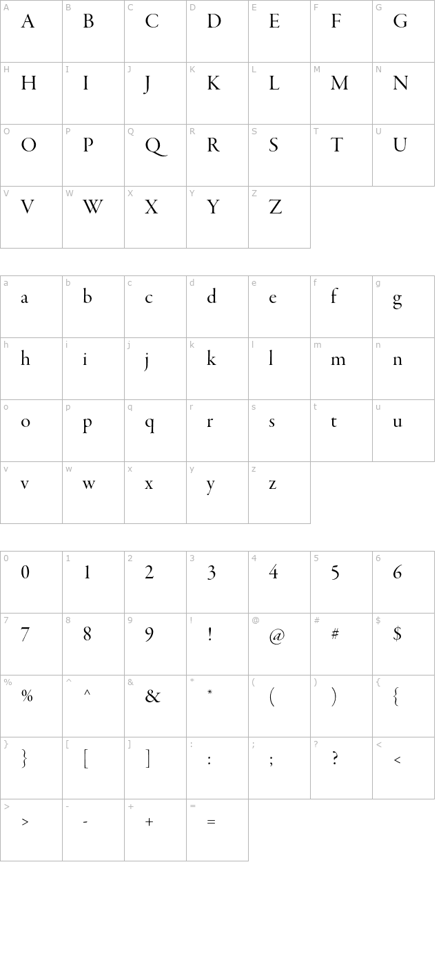 GaramondPremrPro-Disp character map