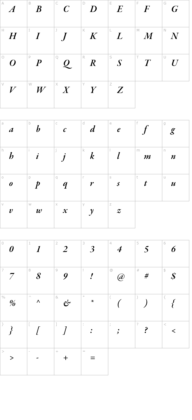 garamondpremrpro-smbditsubh character map