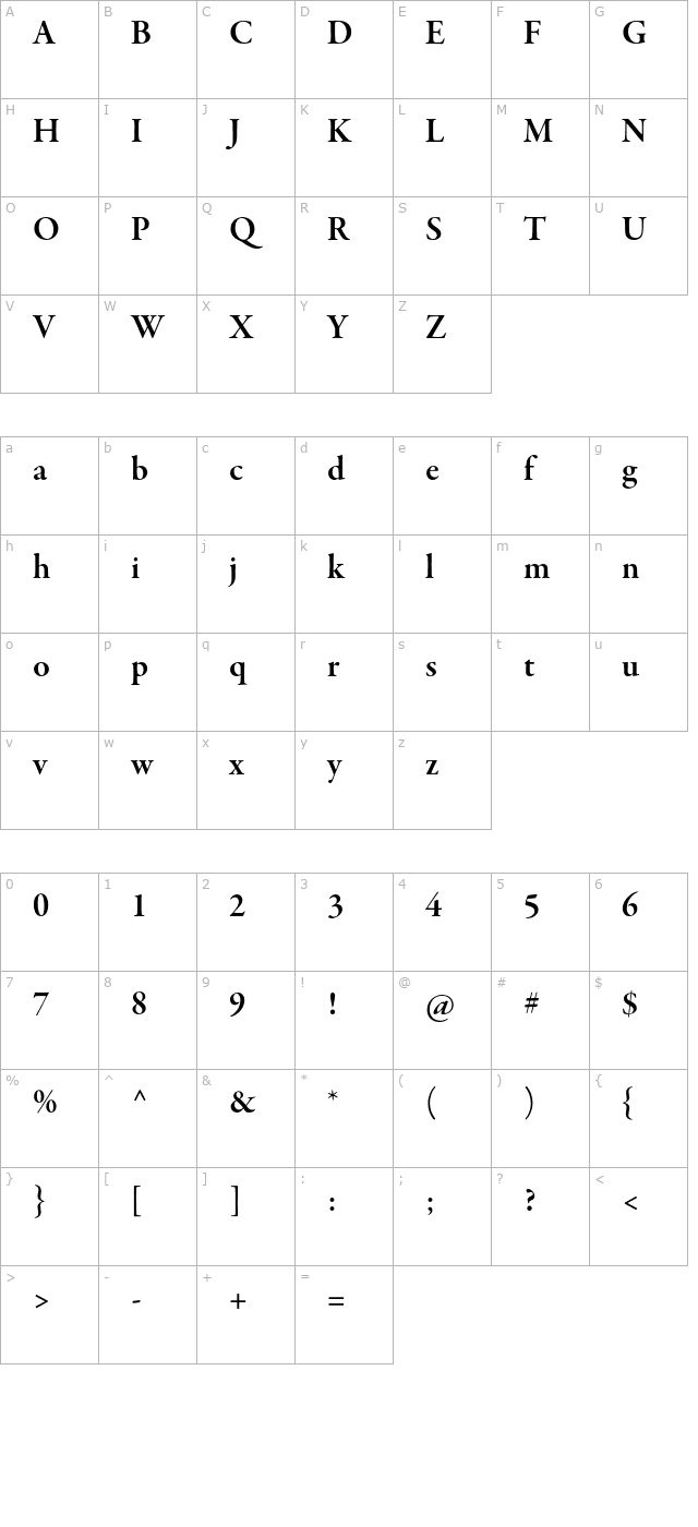 GaramondPremrPro-SmbdSubh character map