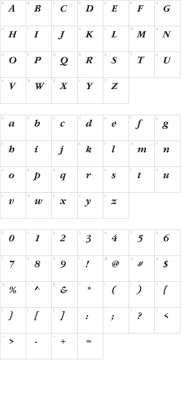 garamondstd-handtooledbdit character map