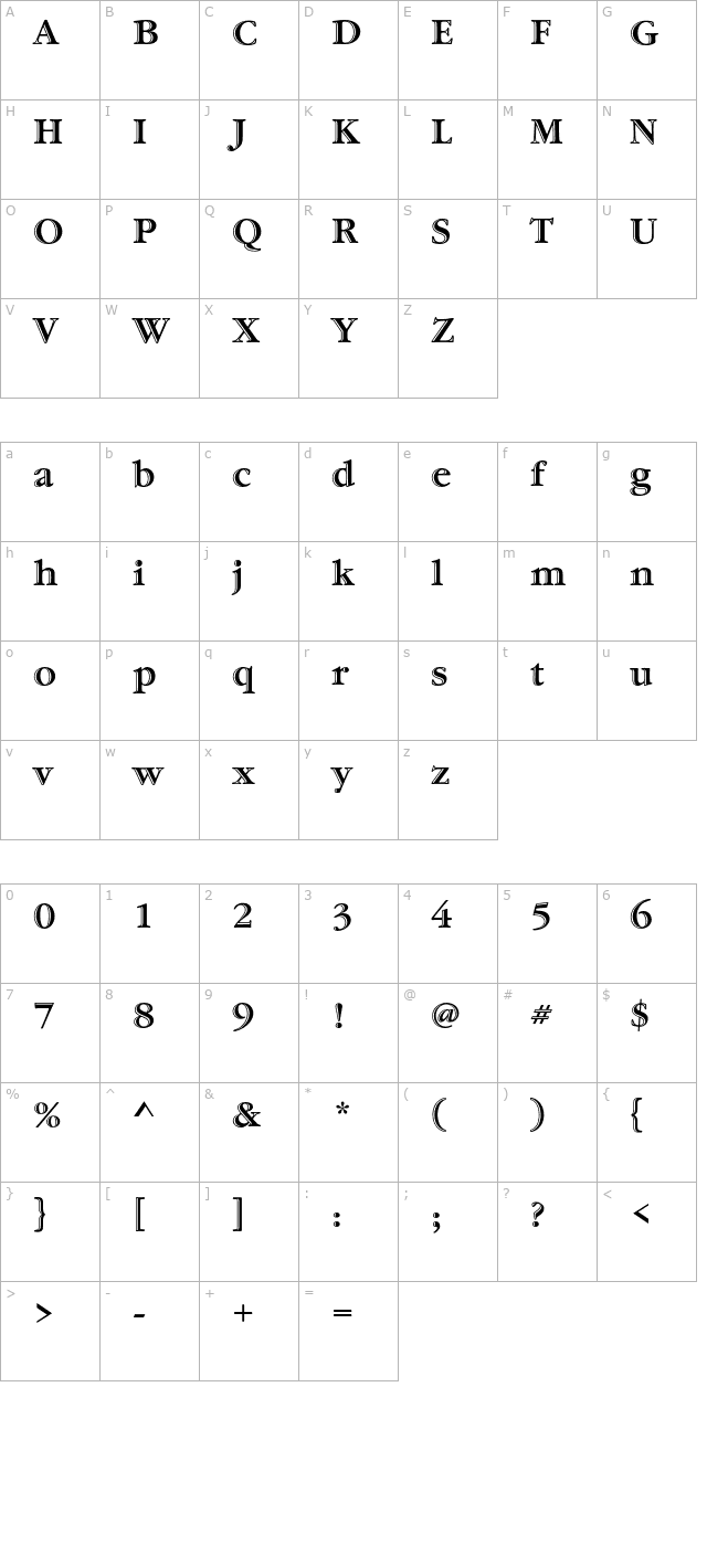 GaramondStd-HandtooledBold character map