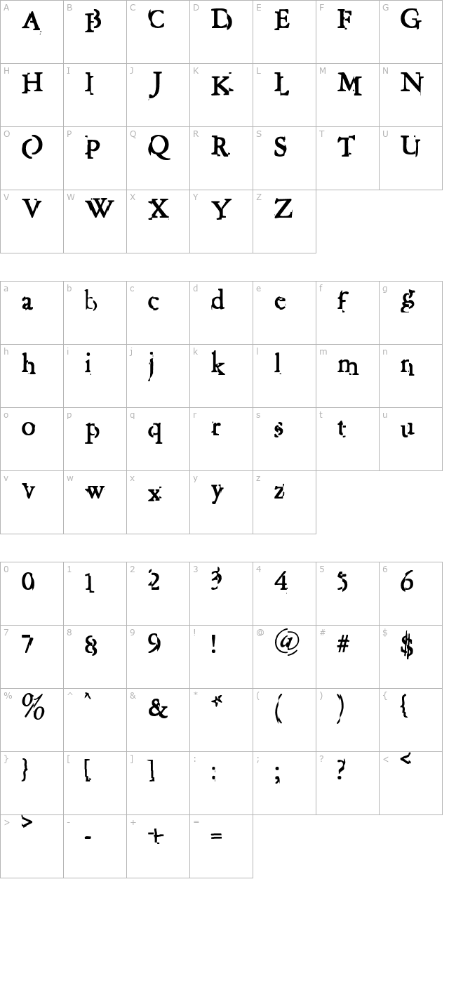 GarishMonde character map