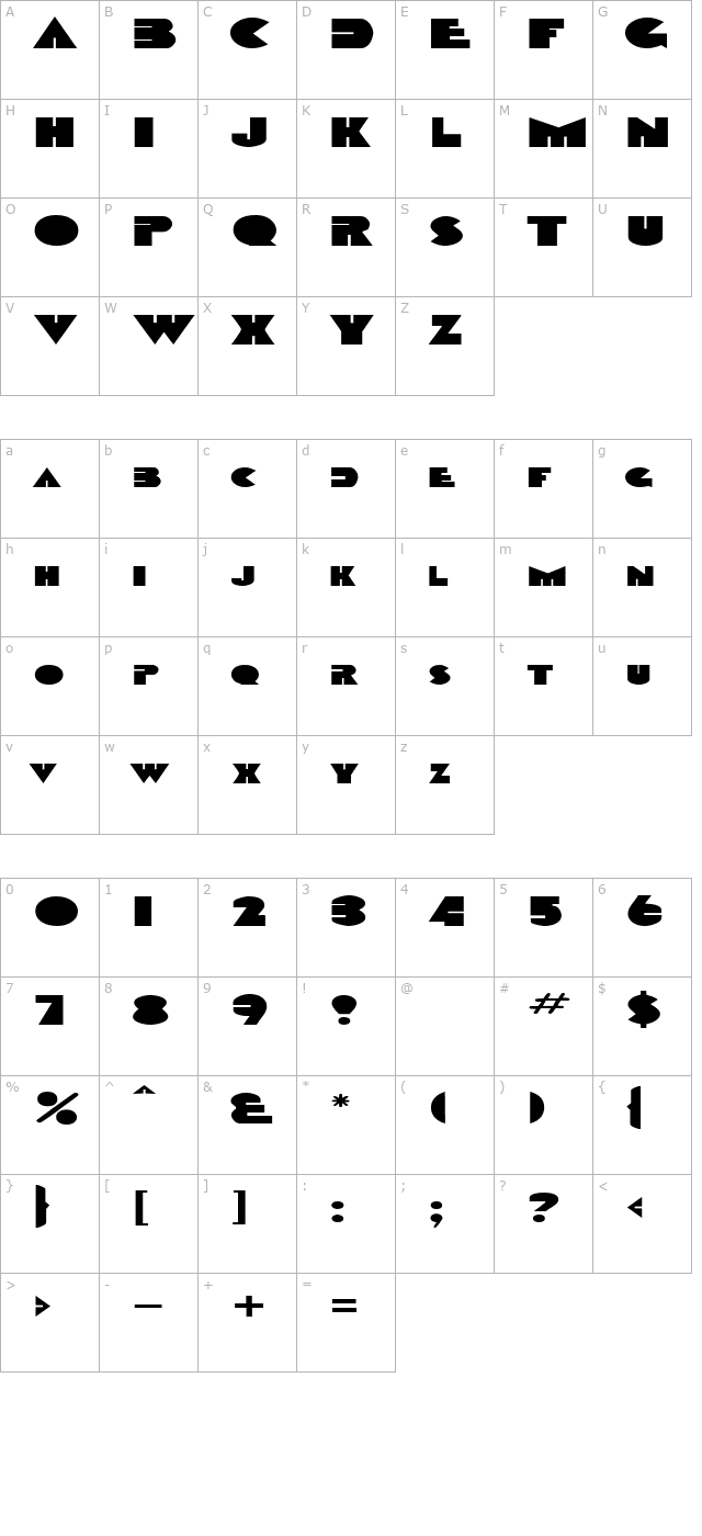 garretextended character map