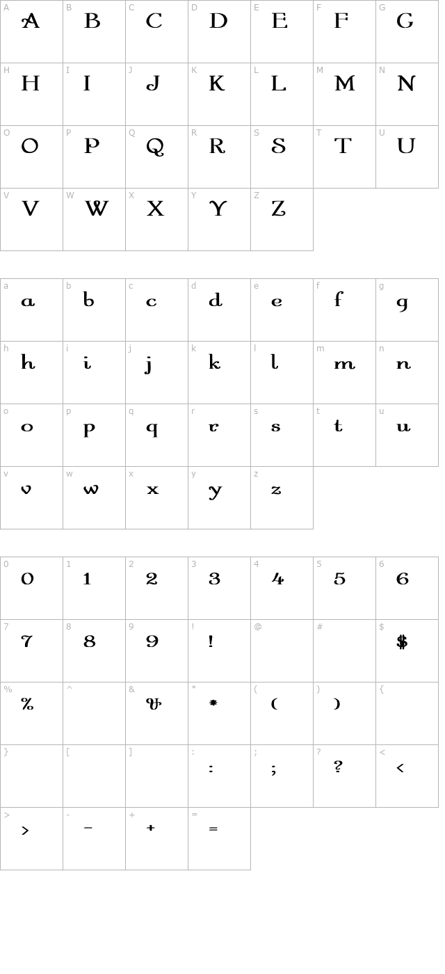 Garton Regular Wd Bold character map