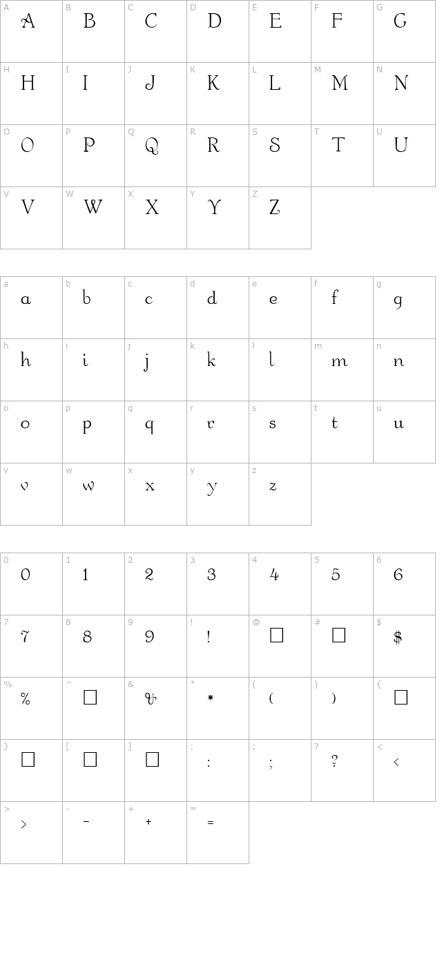 garton-regular character map