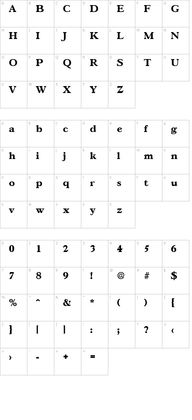 Gascogne-Serial-ExtraBold-Regular character map