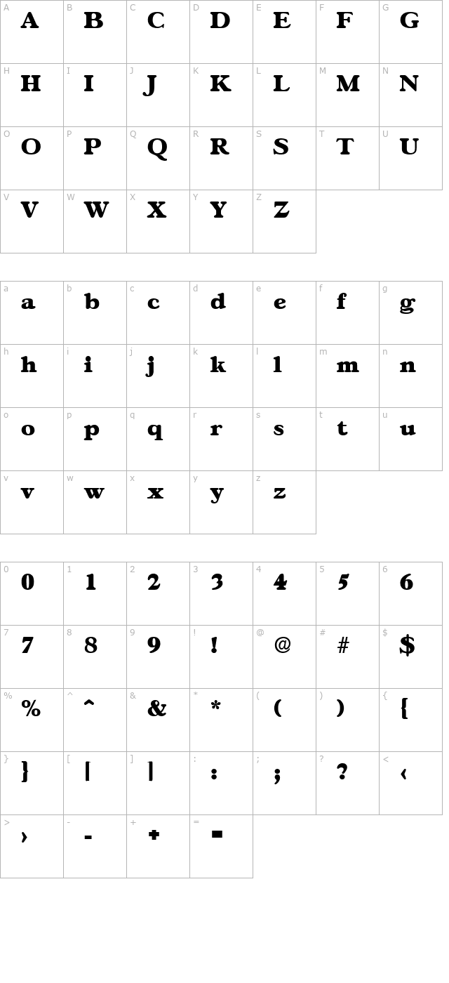 Gascogne-Serial-Heavy-Regular character map