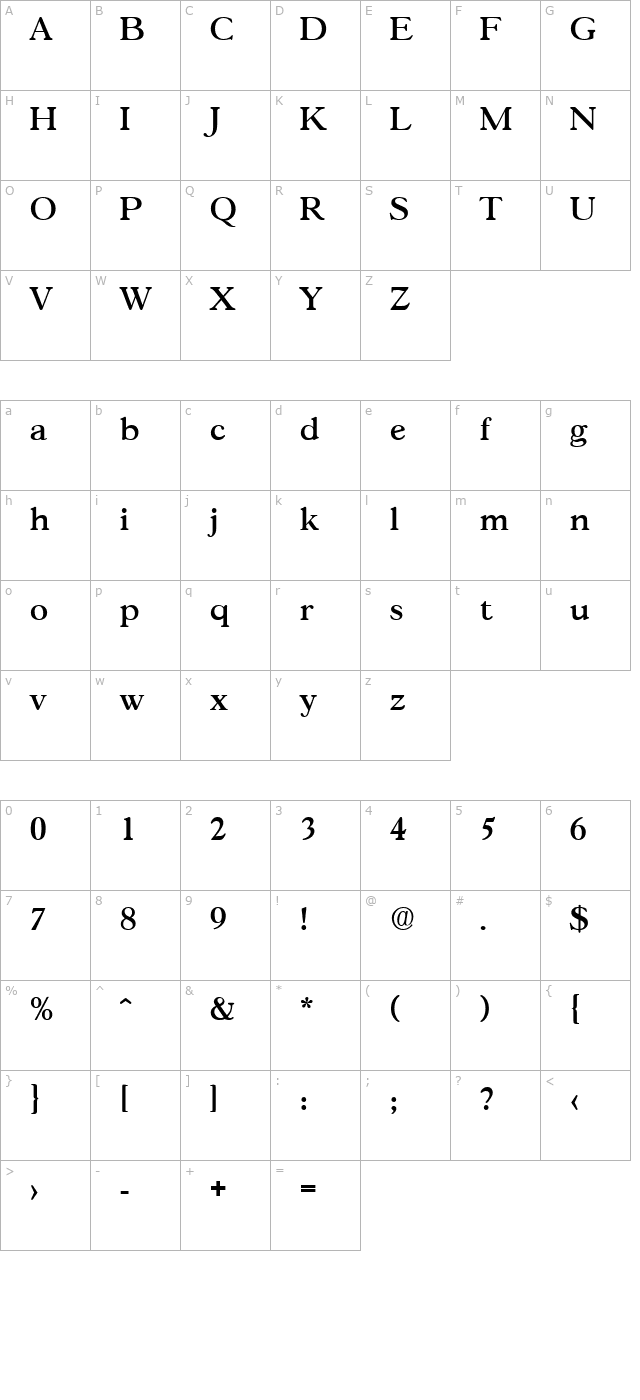 Gascogne-Serial-Medium-Regular character map