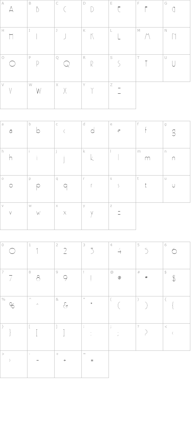 Gaston Normal character map