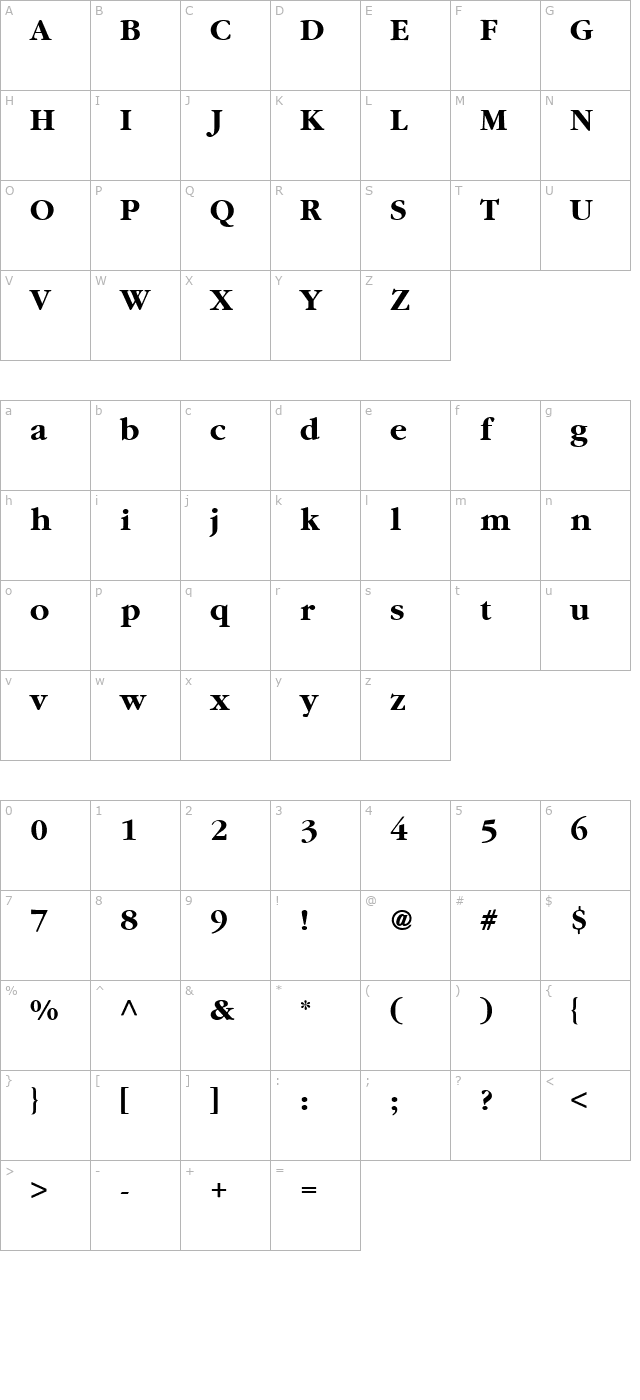 Gatineau Bold character map