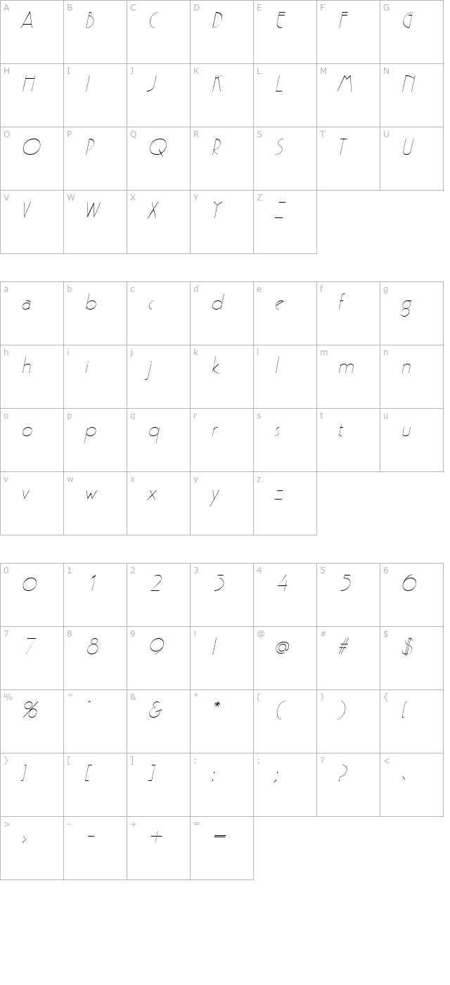 gatsby-italic character map