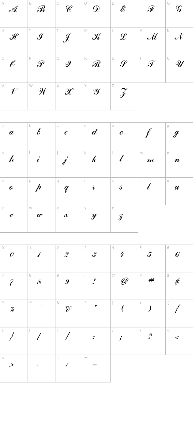 ge-journeyman-script-italic character map