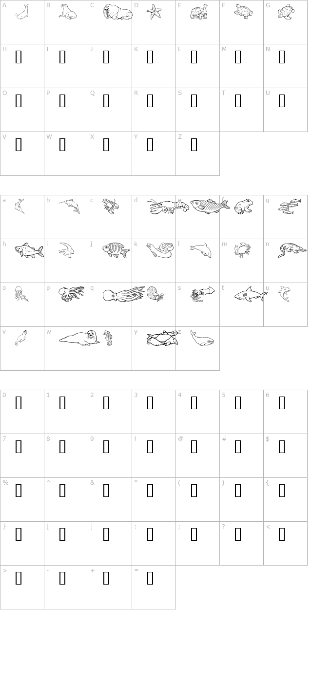 GE Out To Sea character map