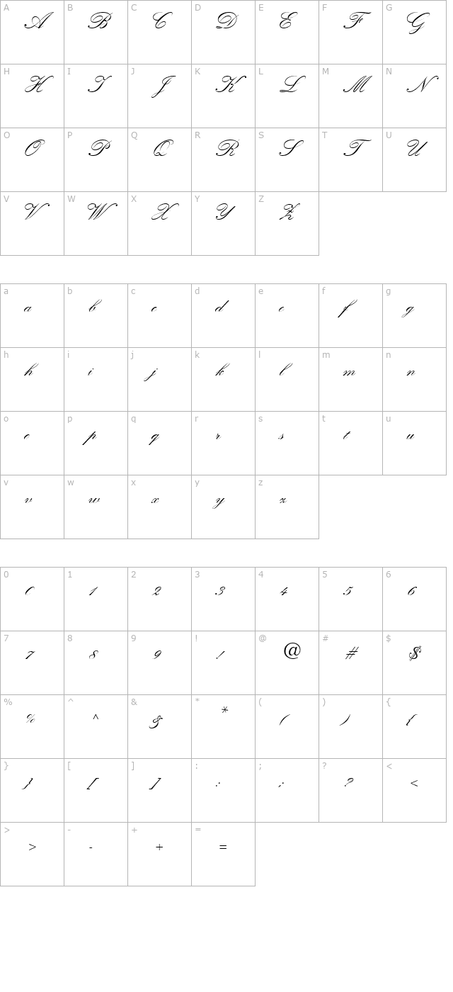ge-quilt-script-normal character map
