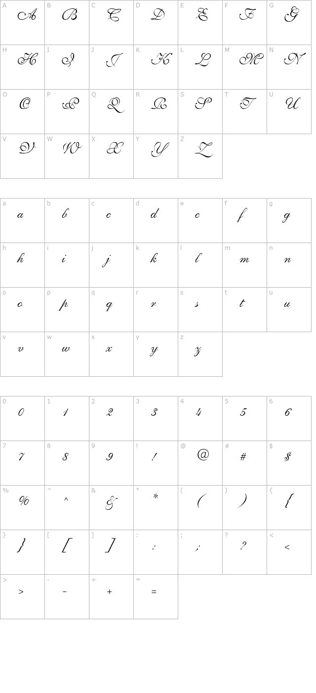 ge-twill-script-normal character map