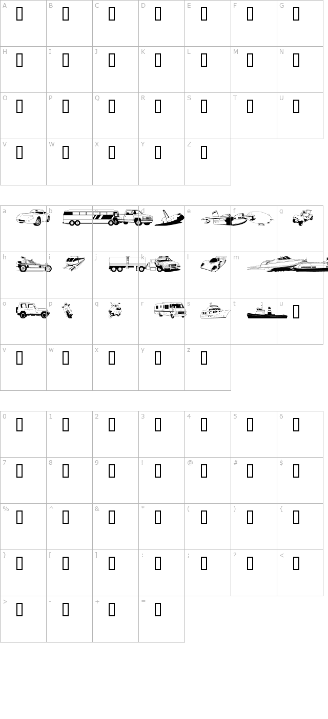 GE Zoom character map