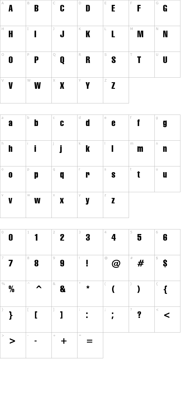 GenevaCndn character map