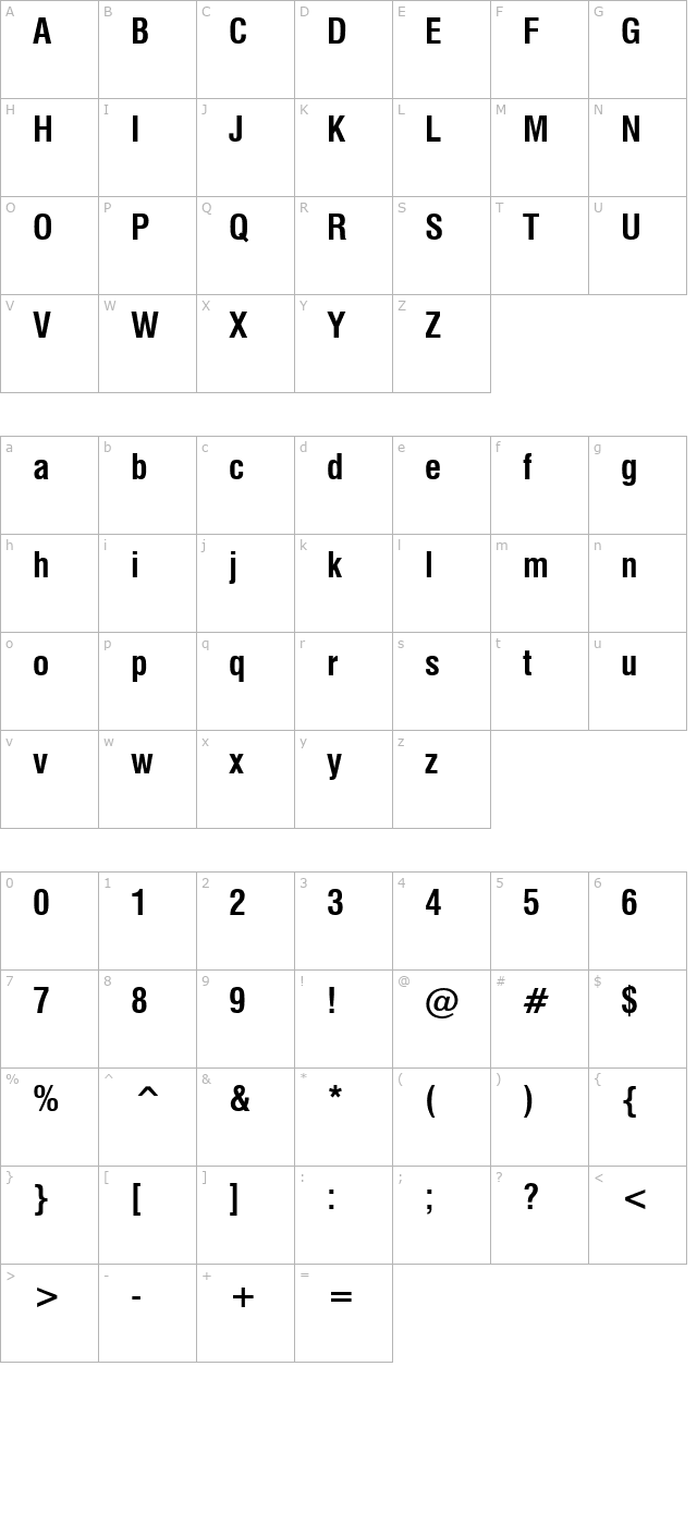 GenevaNrw Bold character map