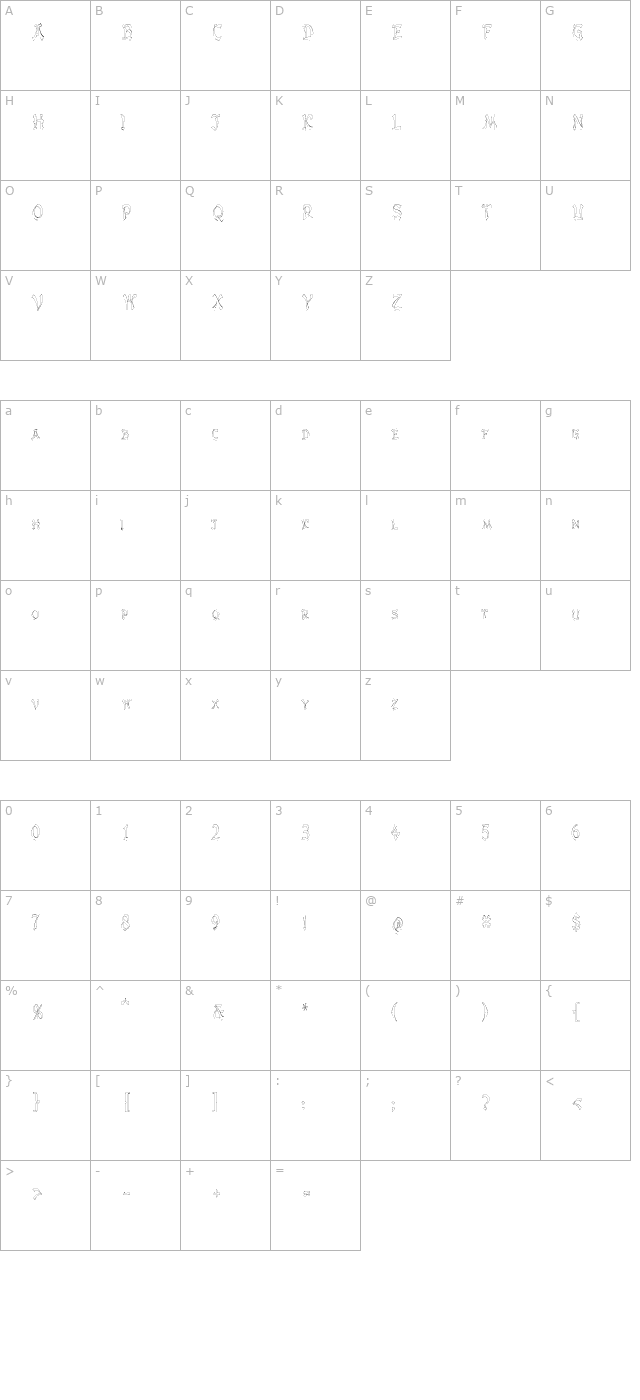 GengisKahnOutlineCondensed character map