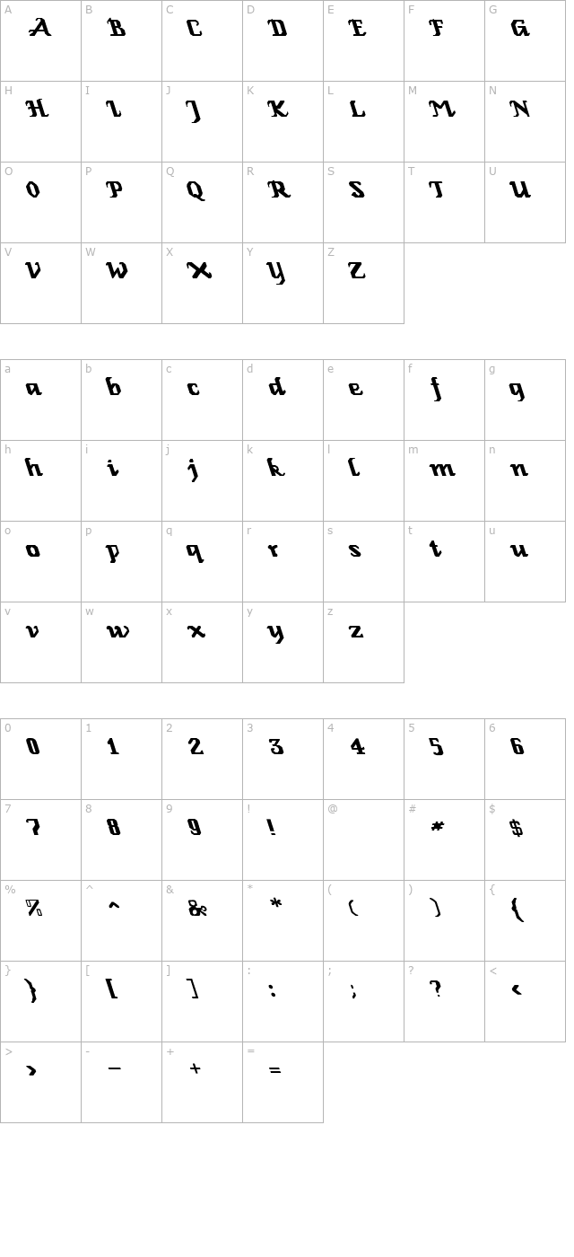 genoa-lefty-roman-regular character map