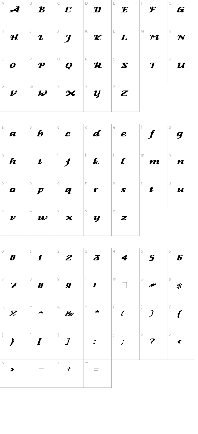 GenoaItalic Wd Normal character map