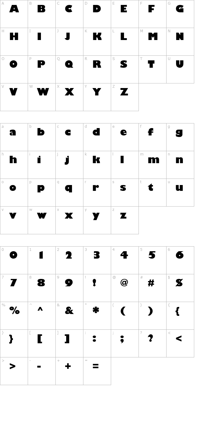 Gentle Sans Ultra Bold Regular character map