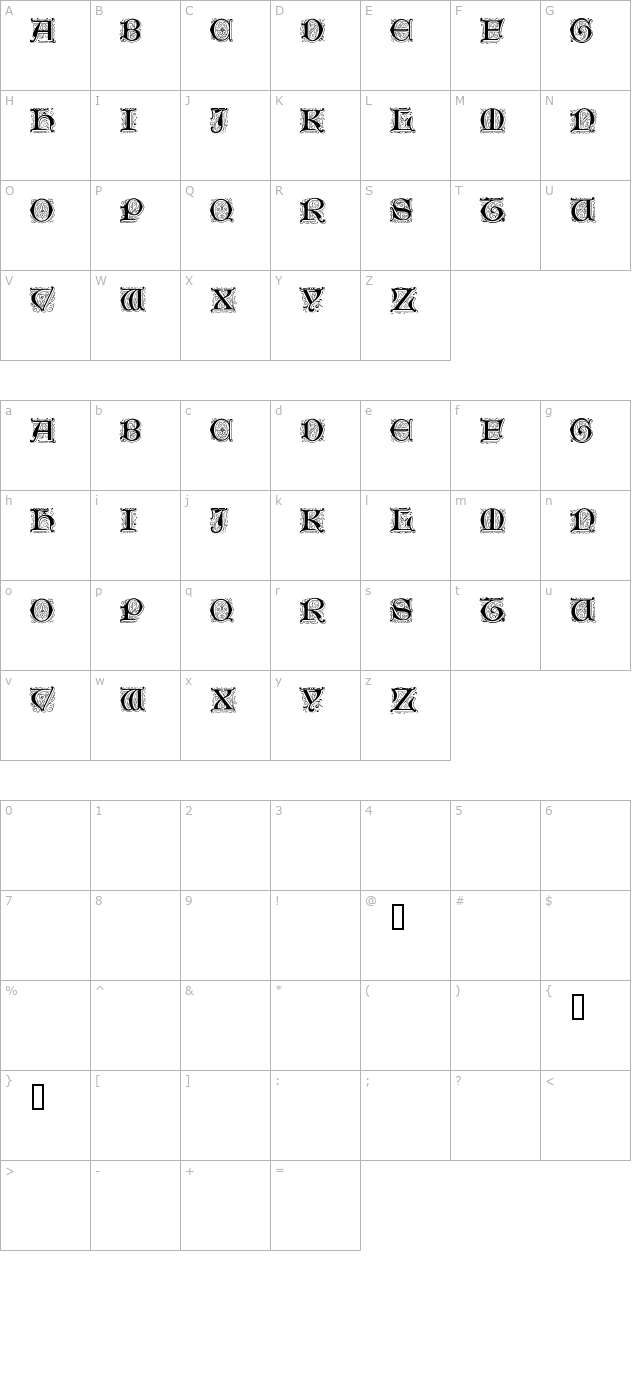 Genzsch Initials Normal character map