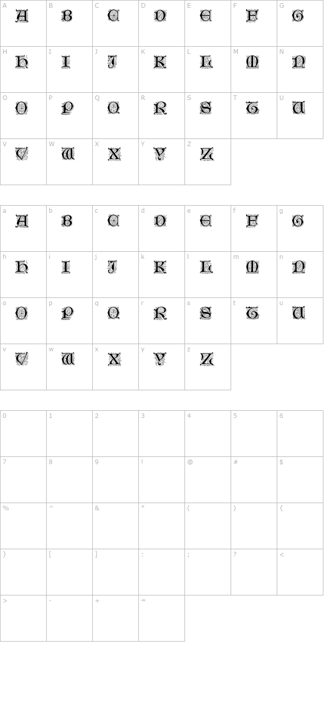 GenzschInitials-Normal character map