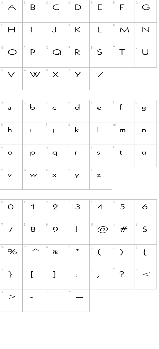 Geo 112 Extended Normal character map