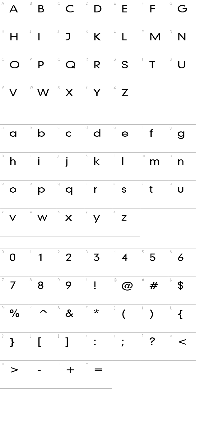 Geo 579 Wide Normal character map