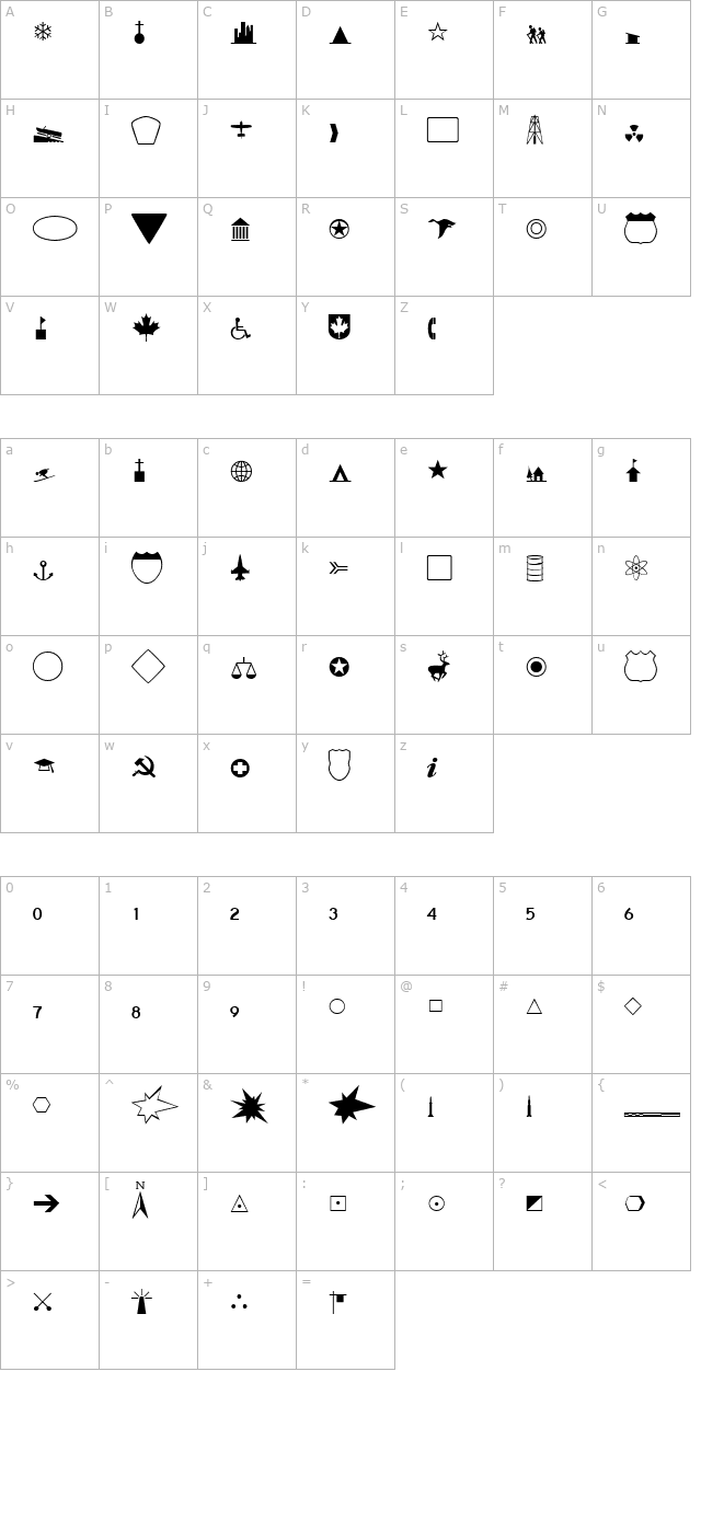 Geographical-Regular character map