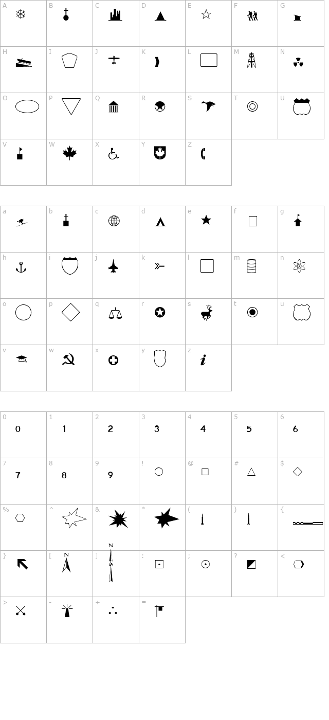 GeographicSymbols character map