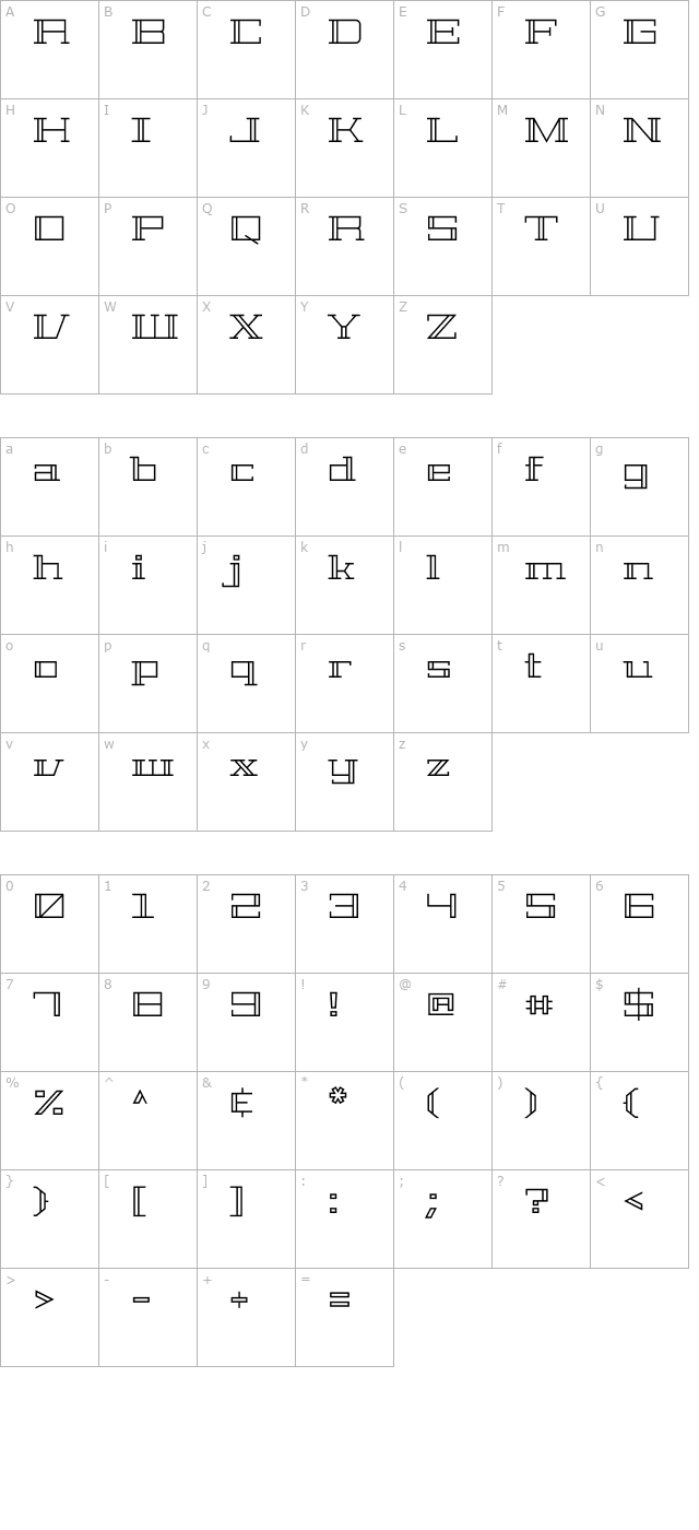 Geostar character map