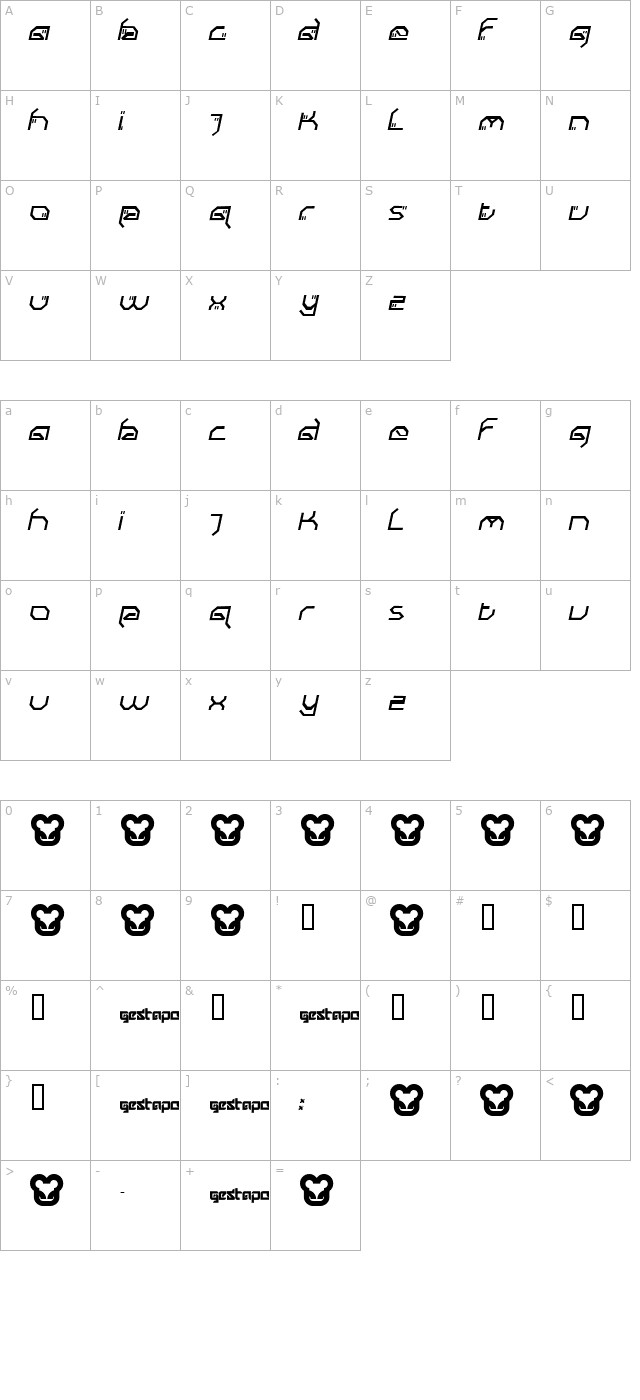 gestapo001-italic character map