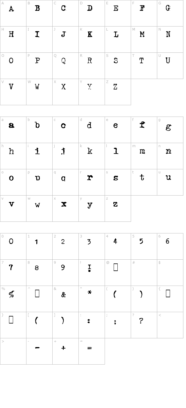 GF Halda Smashed character map