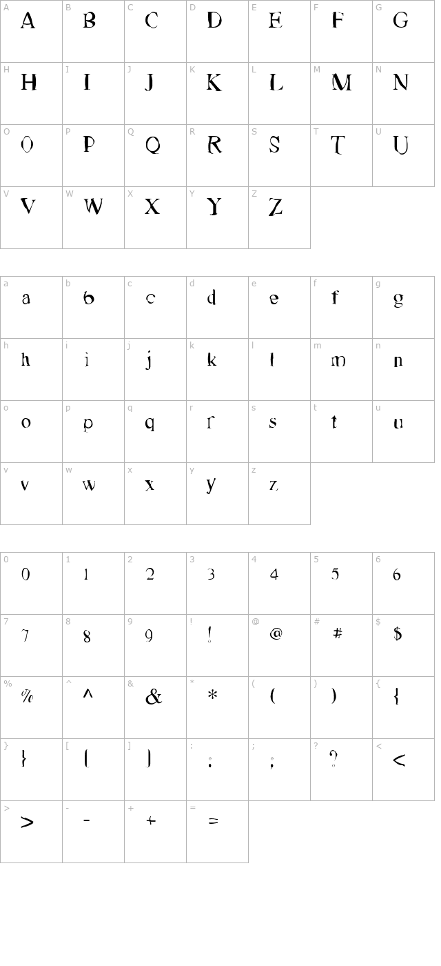 ghettout character map