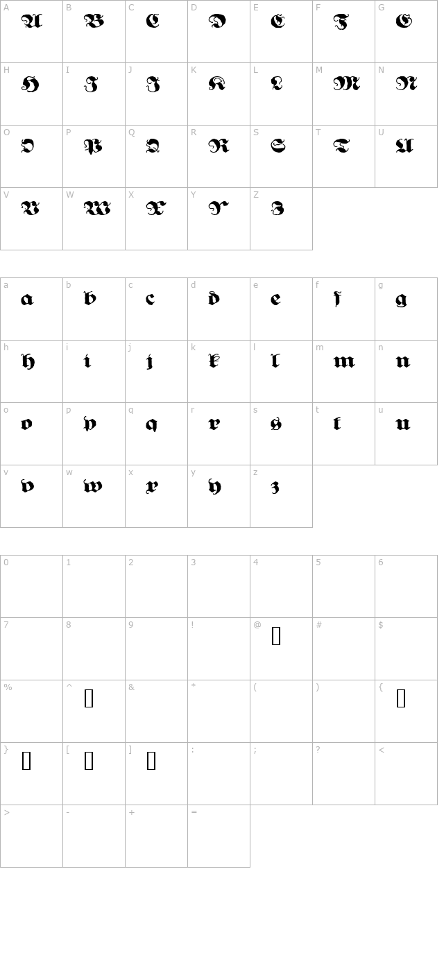 ghost-gothic character map