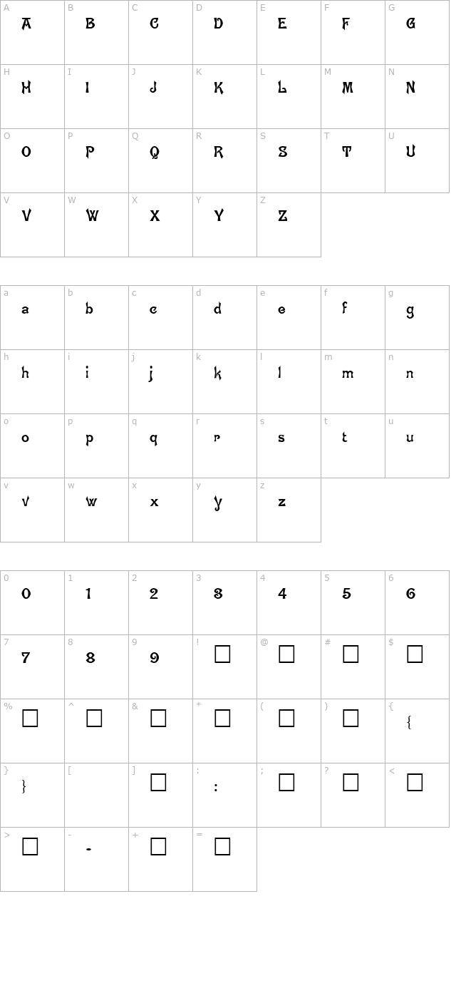 Ghostly Normal character map