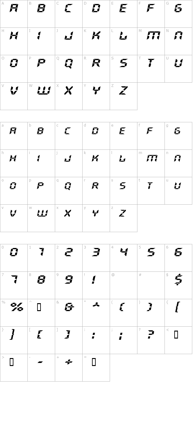 GhostMachineExtended Oblique character map