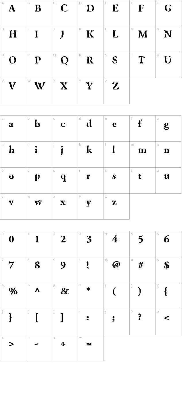 GhostTown Black character map