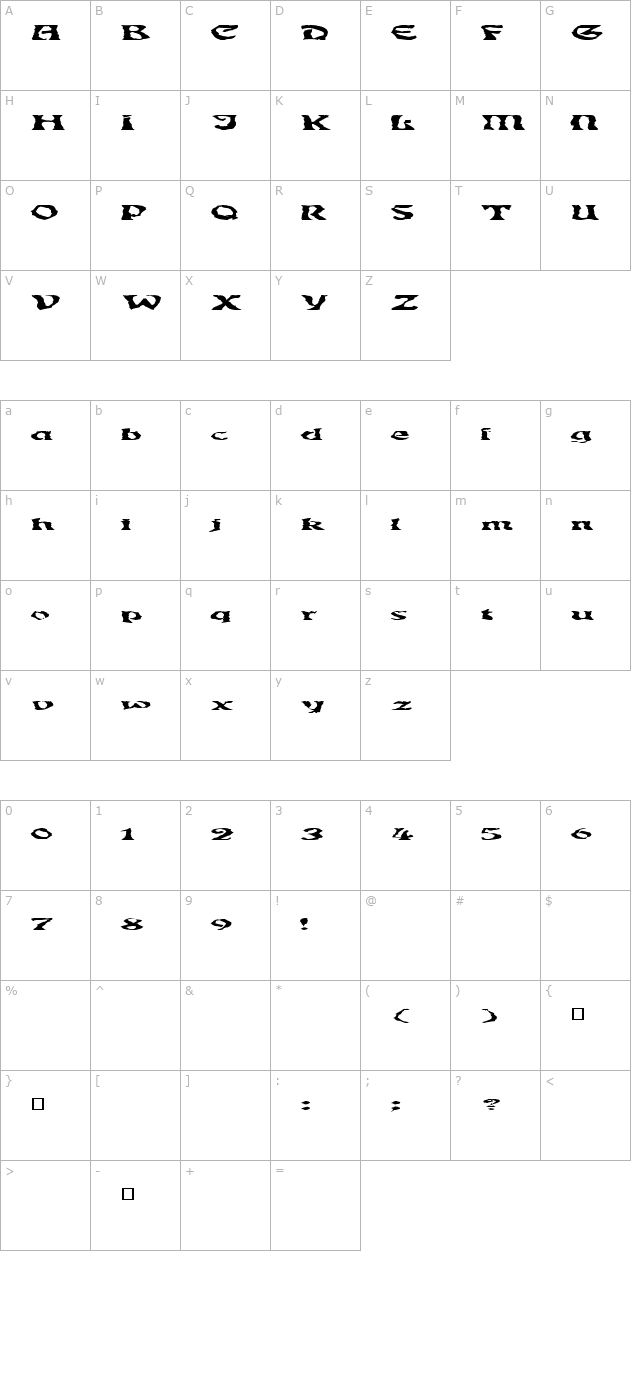 ghoulybooly character map