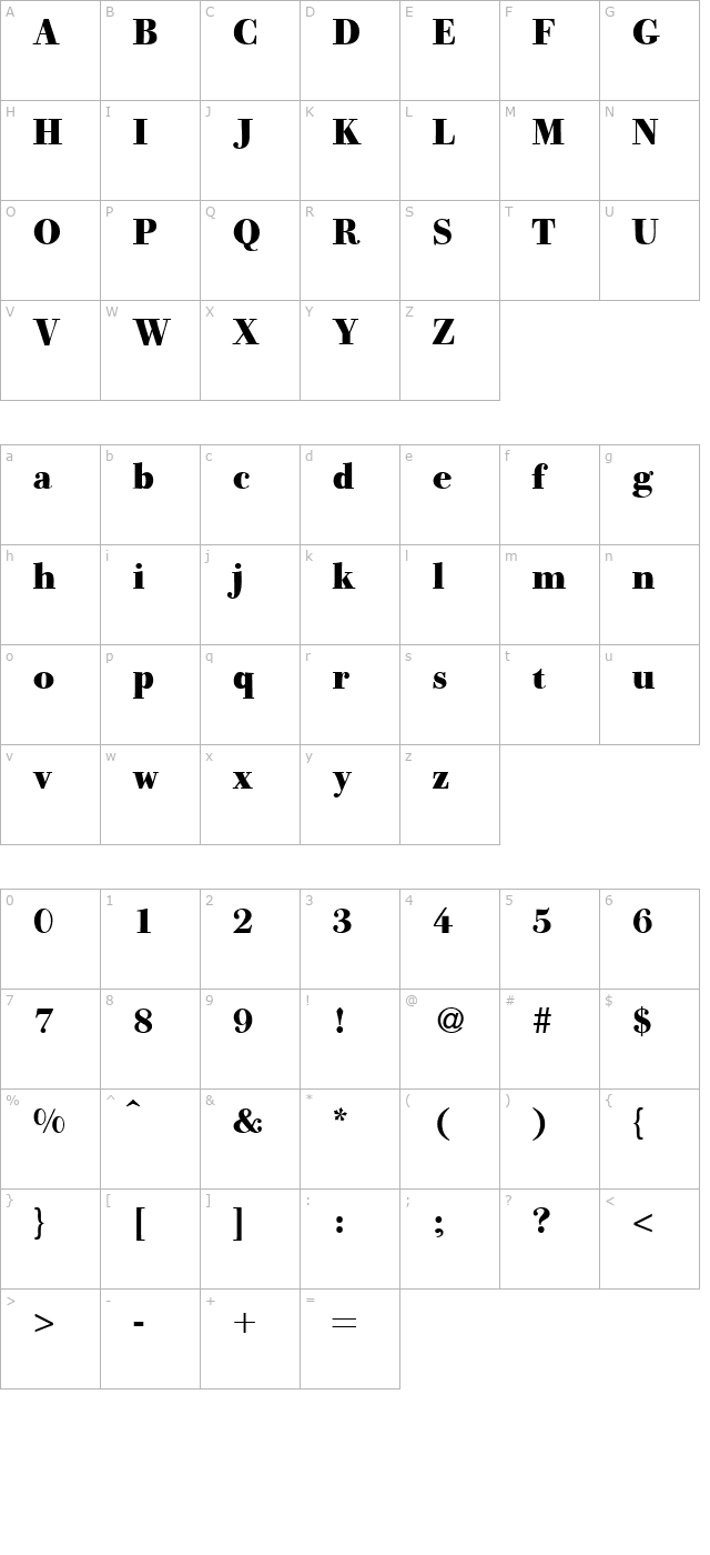 GiambattistaHeavy-Regular character map