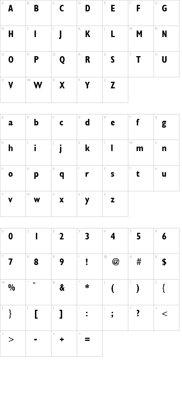 GibsonCond-Bold character map