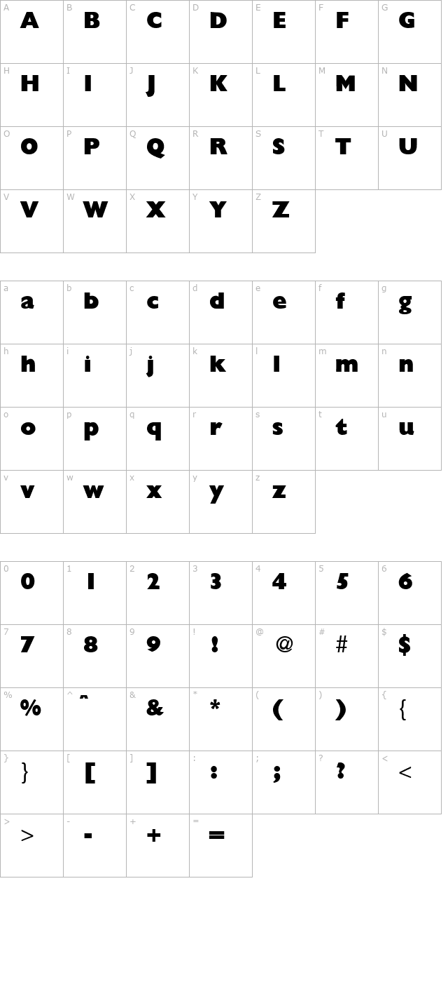 gibsonextrabold-regular character map