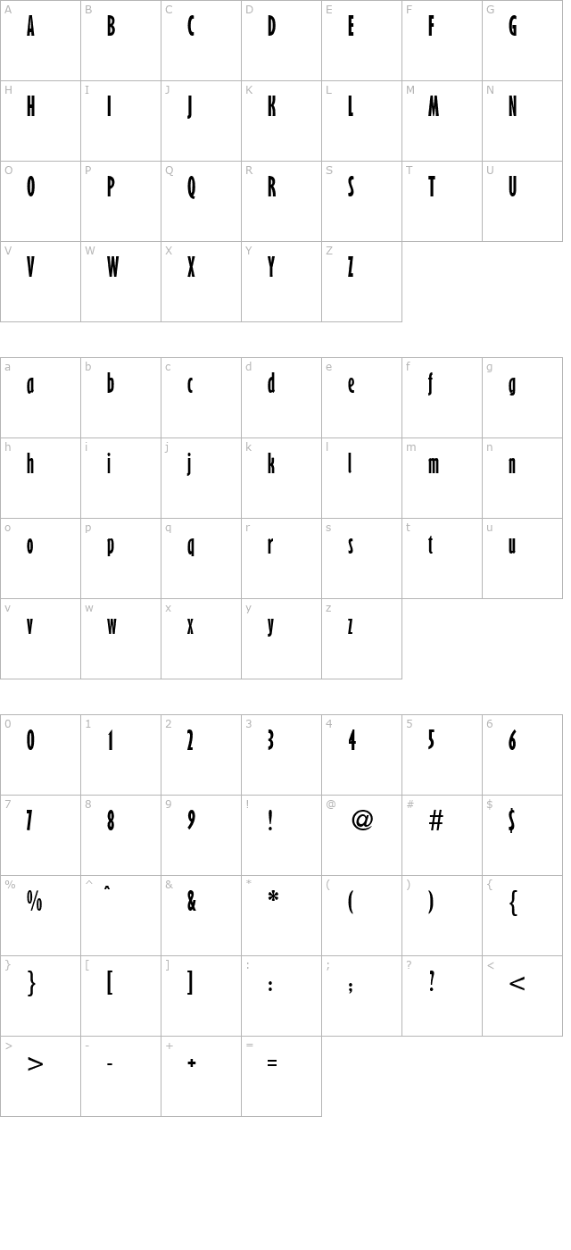 GibsonNarrow-Bold character map